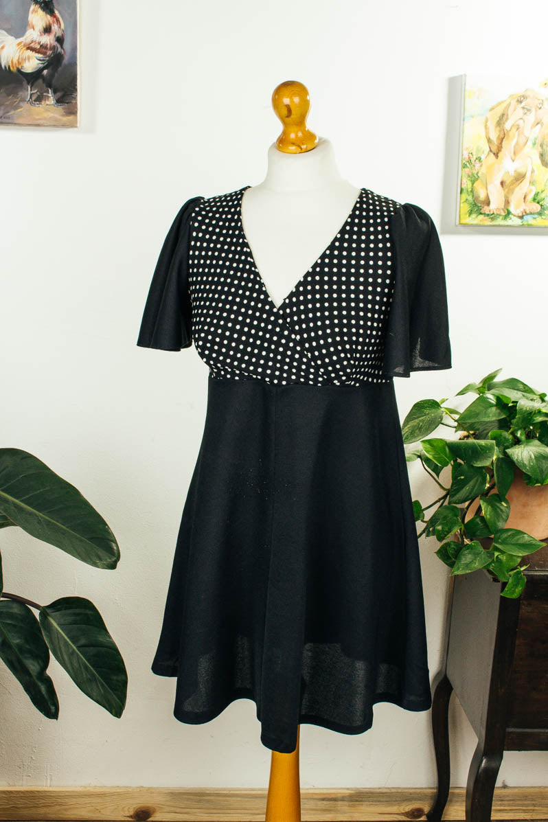 Disco Minikleid schwarz Punkte