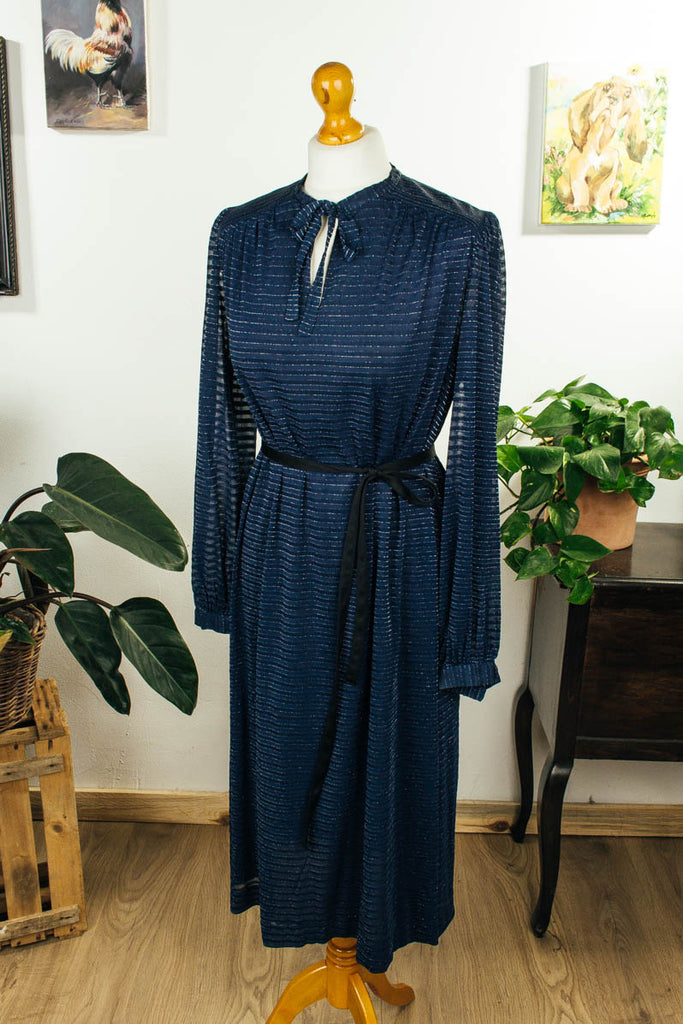 Vintage Kleid blau Glitzer Default Title 70er 80er Abendmode blau Disco Frau M 40-42 Schlager Special vintageberlin.de