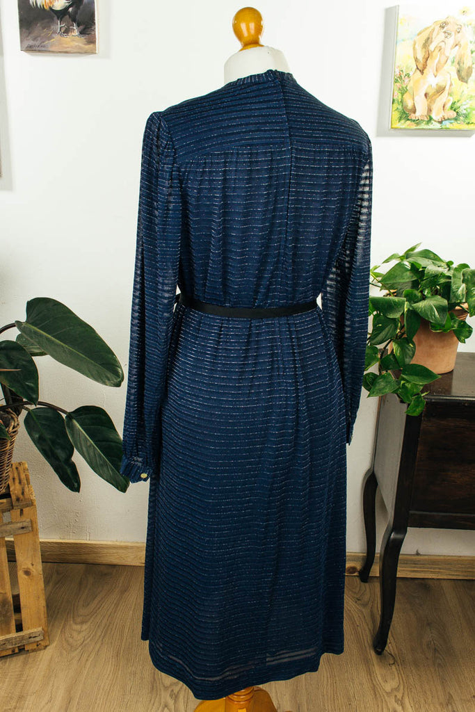 Vintage Kleid blau Glitzer 70er 80er Abendmode blau Disco Frau M 40-42 Schlager Special vintageberlin.de