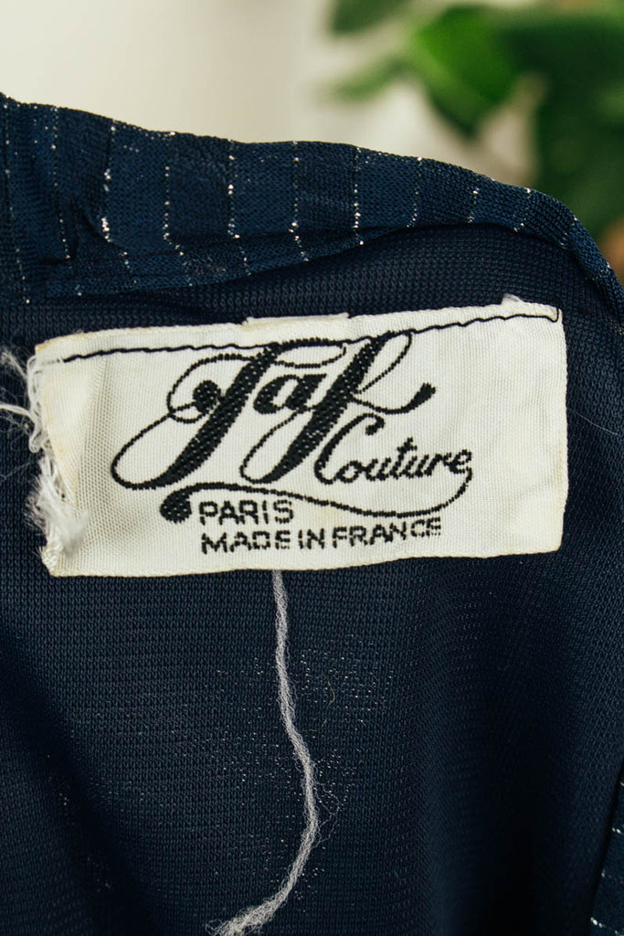 Vintage Kleid blau Glitzer 70er 80er Abendmode blau Disco Frau M 40-42 Schlager Special vintageberlin.de