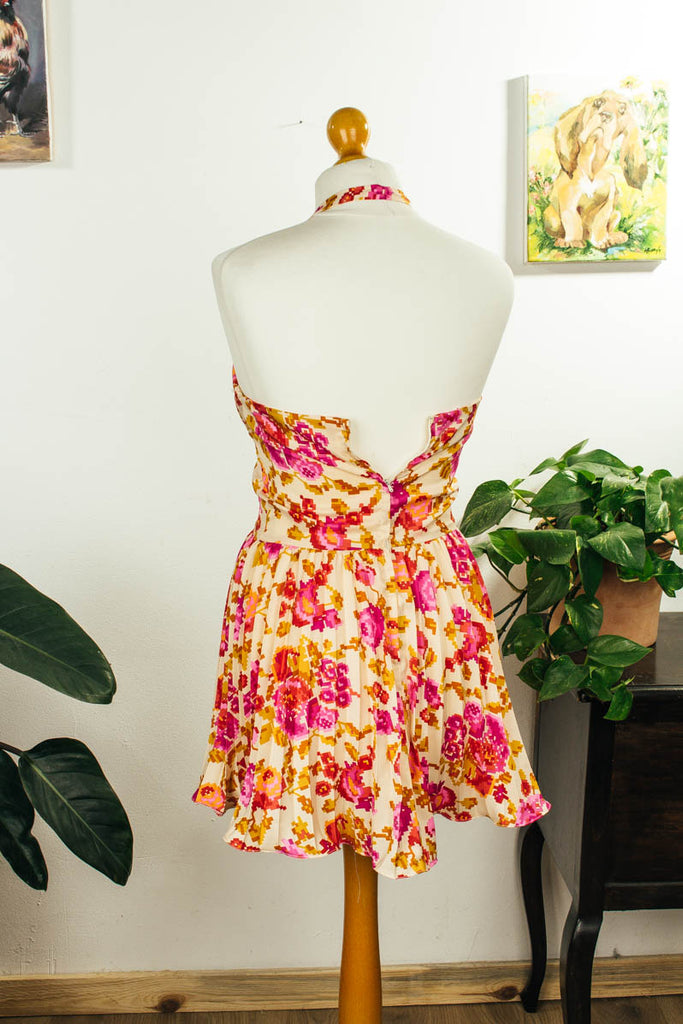 70s Hippie Minikleid bunt Falten 60er 70er bunt Disco Frau Hippie real-disco real-rockabilly Rockabilly S 36-38 Schlager Special XS 32-34 vintageberlin.de