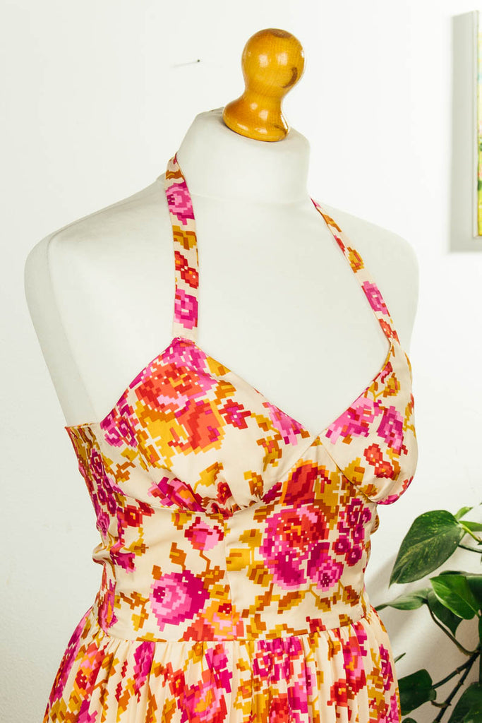 70s Hippie Minikleid bunt Falten 60er 70er bunt Disco Frau Hippie real-disco real-rockabilly Rockabilly S 36-38 Schlager Special XS 32-34 vintageberlin.de