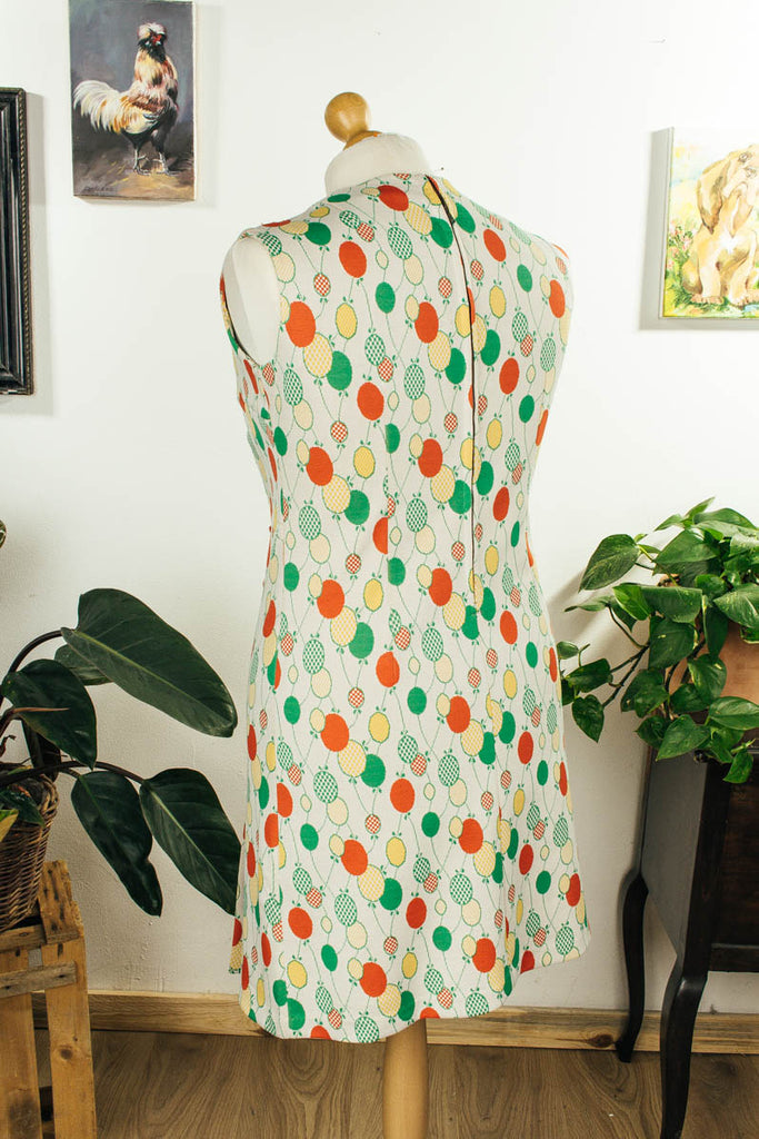 Vintage Stretchkleid Luftballons 60er 70er bunt Disco Frau L 44-46 M 40-42 real-disco Schlager Special vintageberlin.de