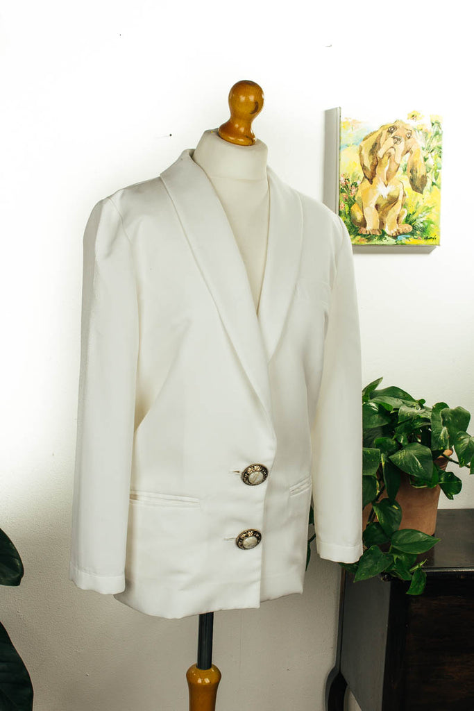 80er Power Blazer weiß 80er 90er Disco Frau M 40-42 Special weiß vintageberlin.de