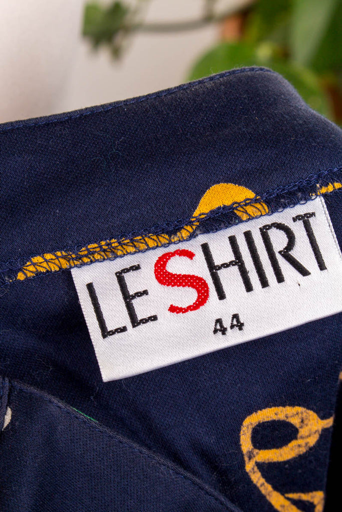 90s Shirt blau Muster 90er blau bunt Frau L 44-46 M 40-42 vintageberlin.de