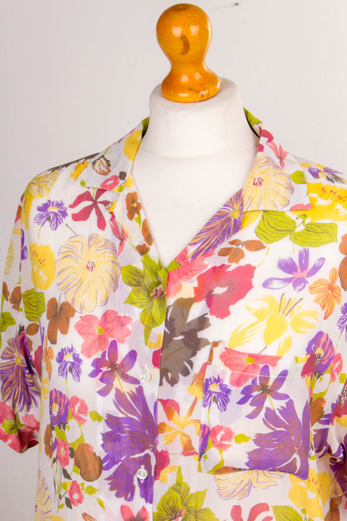 Vintage Stefanel Bluse Blumen 90er bunt Frau M 40-42 vintageberlin.de
