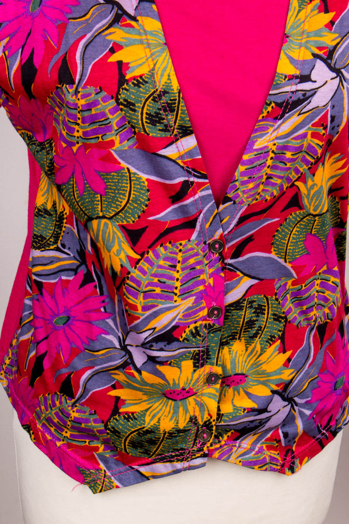 80er Shirt Lagenlook 80er 90er Boho bunt Disco Frau M 40-42 pink vintageberlin.de