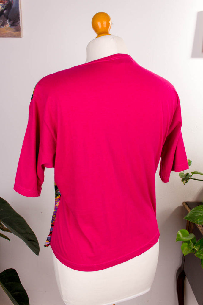 80er Shirt Lagenlook 80er 90er Boho bunt Disco Frau M 40-42 pink vintageberlin.de