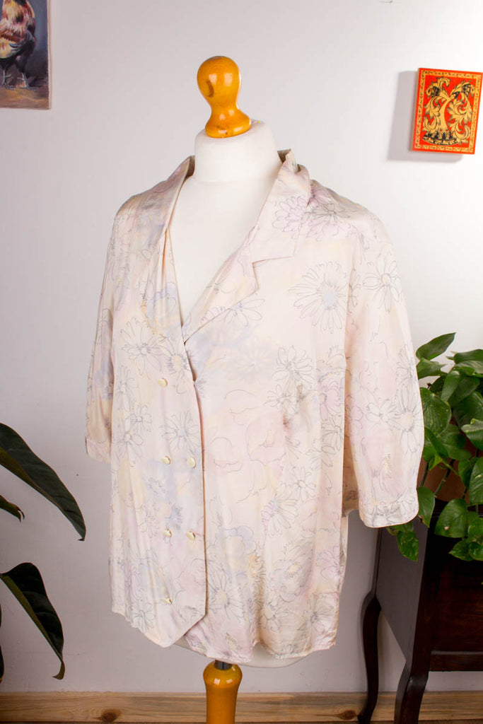 Pastell Bluse Blazer Viskose Default Title 80er 90er Boho bunt Disco Frau L 44-46 M 40-42 rosa Special vintageberlin.de
