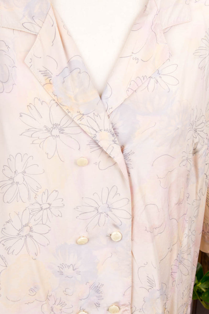 Pastell Bluse Blazer Viskose 80er 90er Boho bunt Disco Frau L 44-46 M 40-42 rosa Special vintageberlin.de