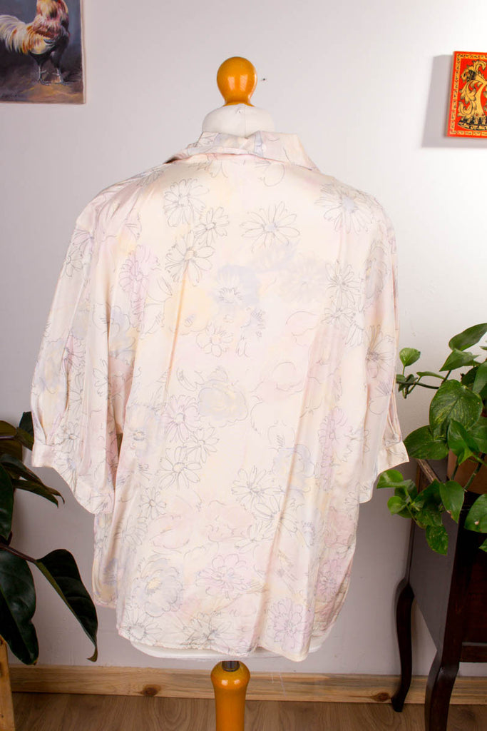 Pastell Bluse Blazer Viskose 80er 90er Boho bunt Disco Frau L 44-46 M 40-42 rosa Special vintageberlin.de