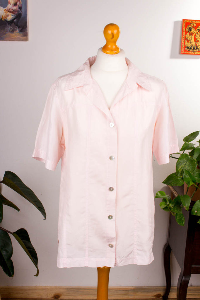 100% Seide Hemdbluse rosa Default Title 90er Frau L 44-46 M 40-42 rosa vintageberlin.de
