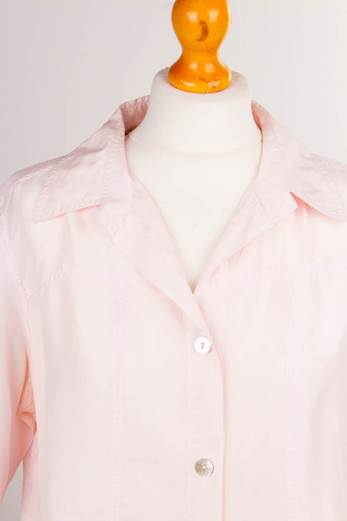 100% Seide Hemdbluse rosa 90er Frau L 44-46 M 40-42 rosa vintageberlin.de