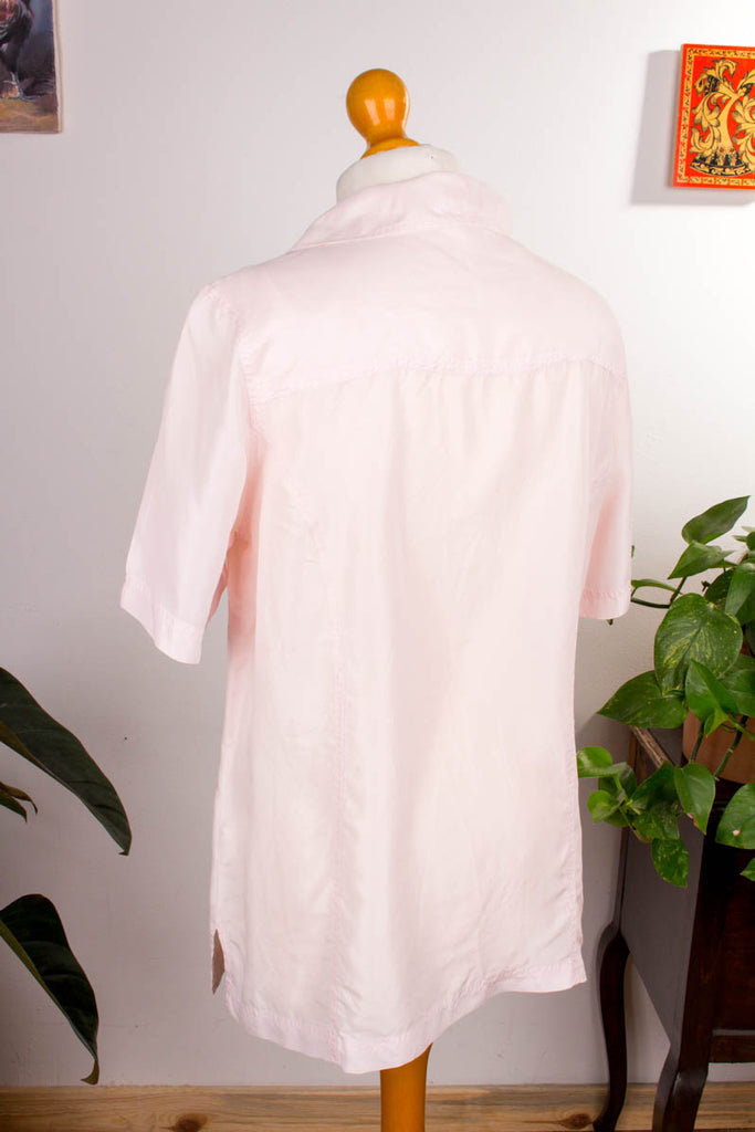 100% Seide Hemdbluse rosa 90er Frau L 44-46 M 40-42 rosa vintageberlin.de