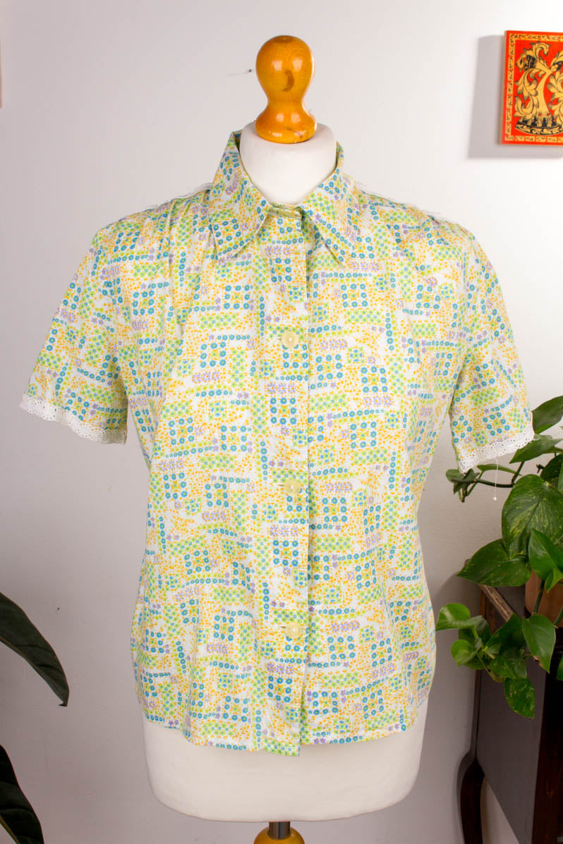 70s Bluse pastell grün