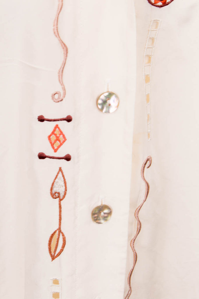 Betty Barclay Seidenbluse creme 90er beige Boho Designer Frau M 40-42 weiß vintageberlin.de