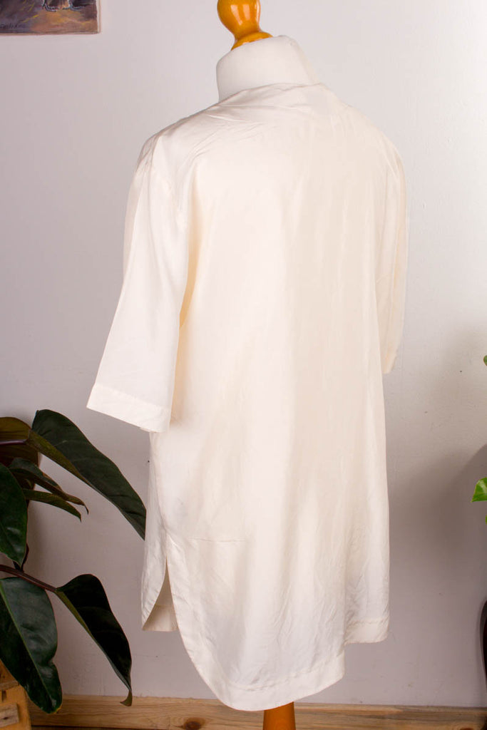 Betty Barclay Seidenbluse creme 90er beige Boho Designer Frau M 40-42 weiß vintageberlin.de
