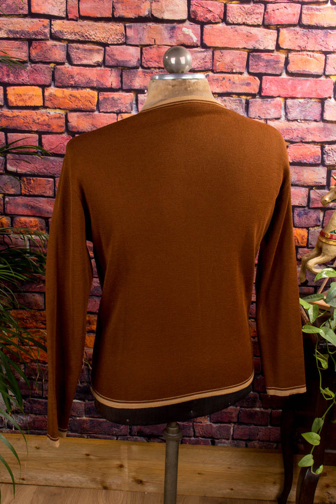 Wollshirt braun V-Ausschnitt 60er 70er braun Dandy Disco M 48-50 Mann real-rockabilly Rockabilly Schlager Special vintageberlin.de