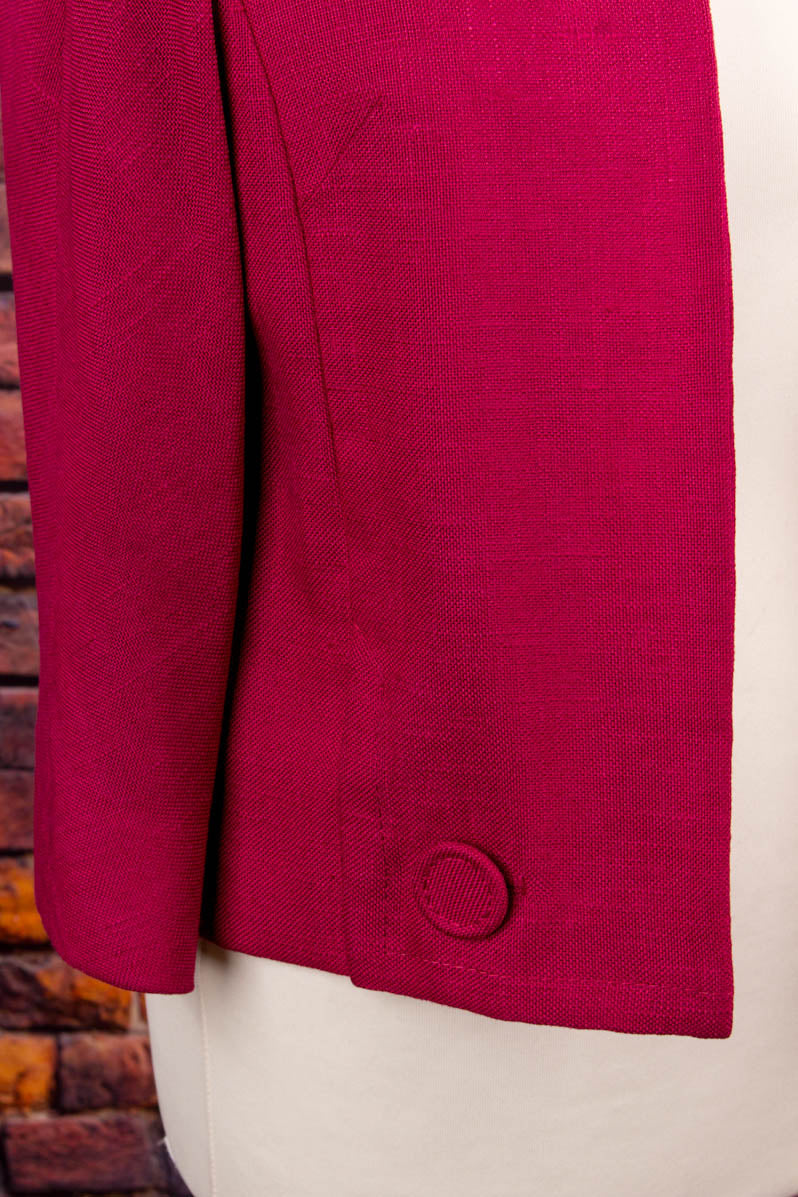 60s leinen Jacke himbeerrot