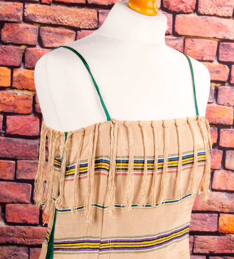 Vintage Flapper Fransenkleid beige grün