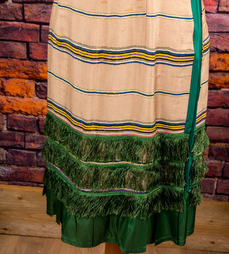 Vintage Flapper Fransenkleid beige grün