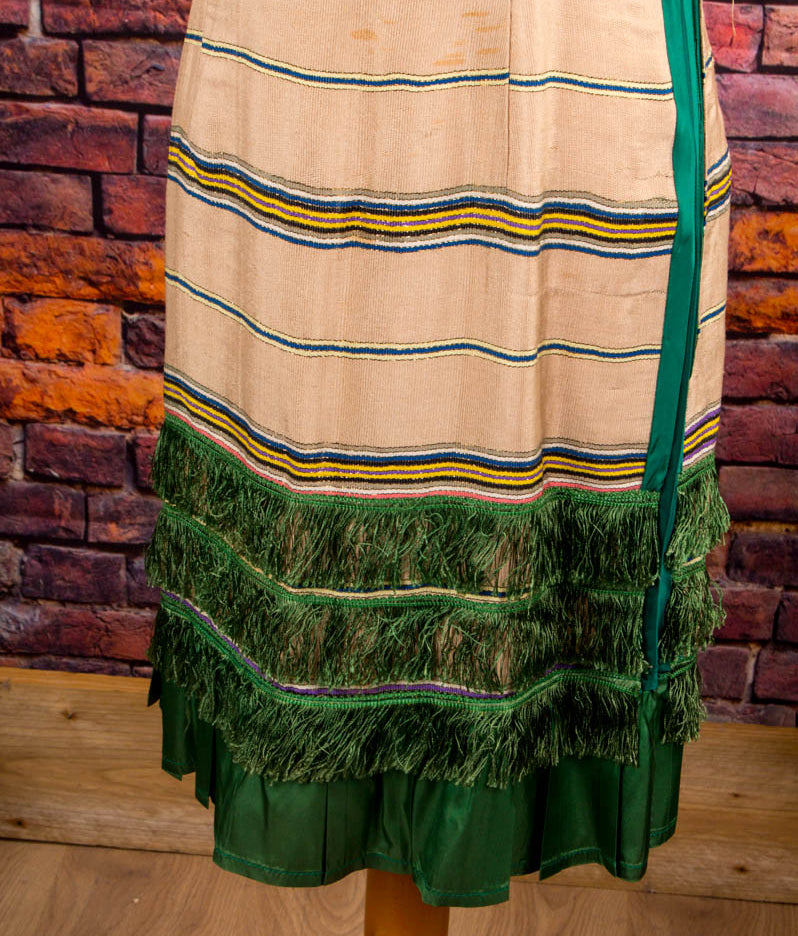 Vintage Flapper Fransenkleid beige grün