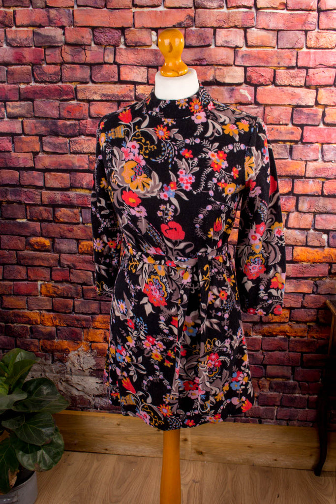 60s Minikleid bunt Wolle 60er Abendmode Boho bunt Disco Frau Hippie real-boho real-disco S 36-38 Schlager Special vintageberlin.de