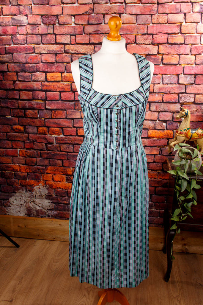 Vintage Dirndl türkis kariert Default Title bunt Dirndl Frau M 40-42 Rockabilly türkis vintageberlin.de