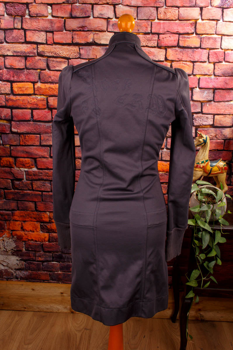 DIESEL Mantel Kleid grau Motorrad-Style