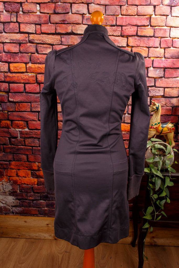 DIESEL Mantel Kleid grau Motorrad-Style Designer Frau grau S 36-38 Special vintageberlin.de