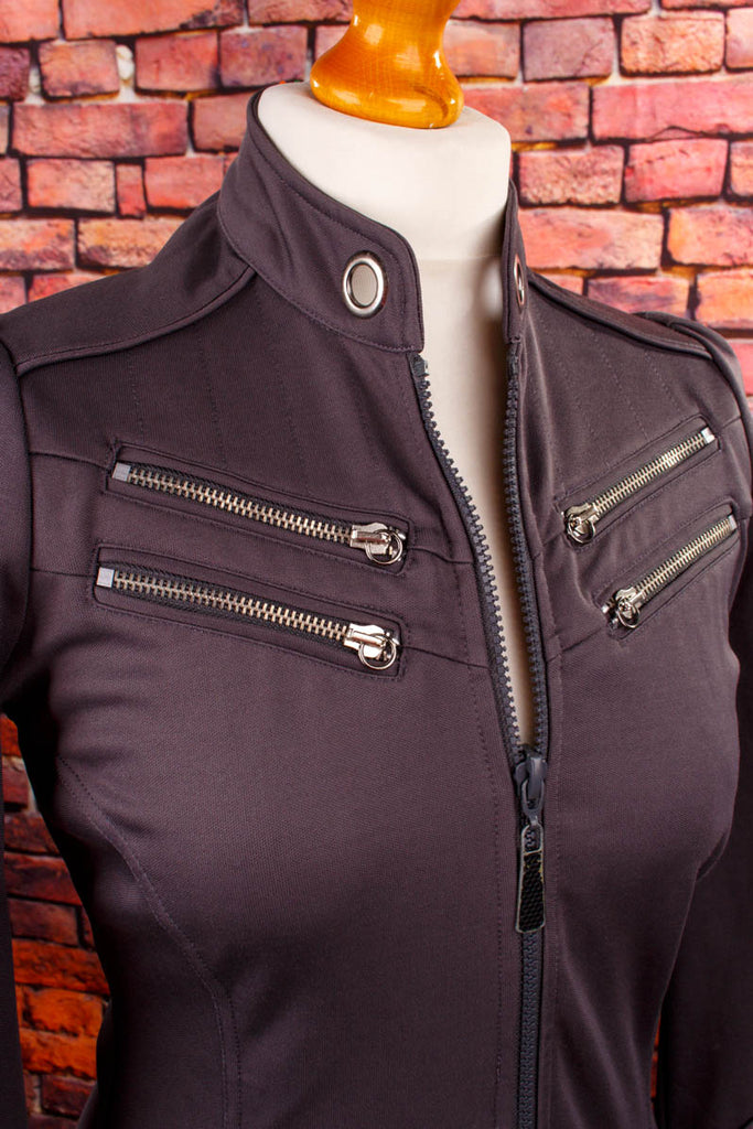 DIESEL Mantel Kleid grau Motorrad-Style Designer Frau grau S 36-38 Special vintageberlin.de