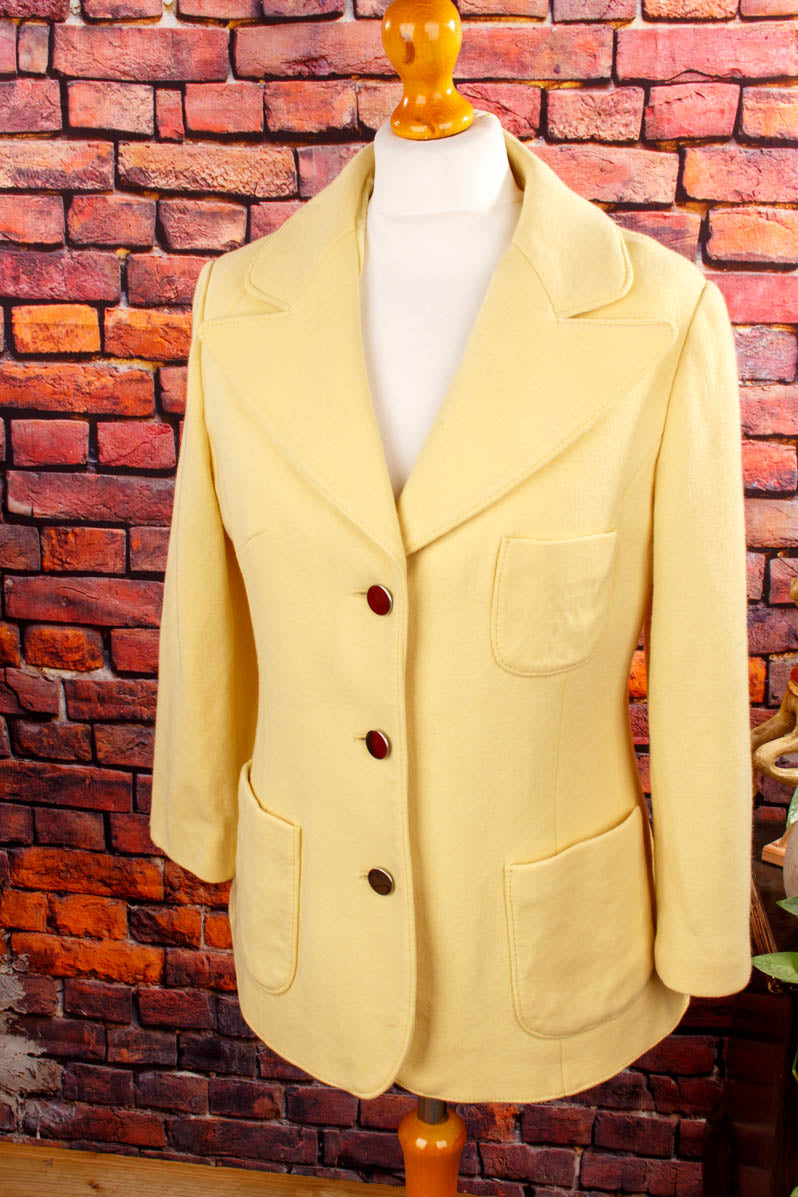 Woll Blazer gelb Strick