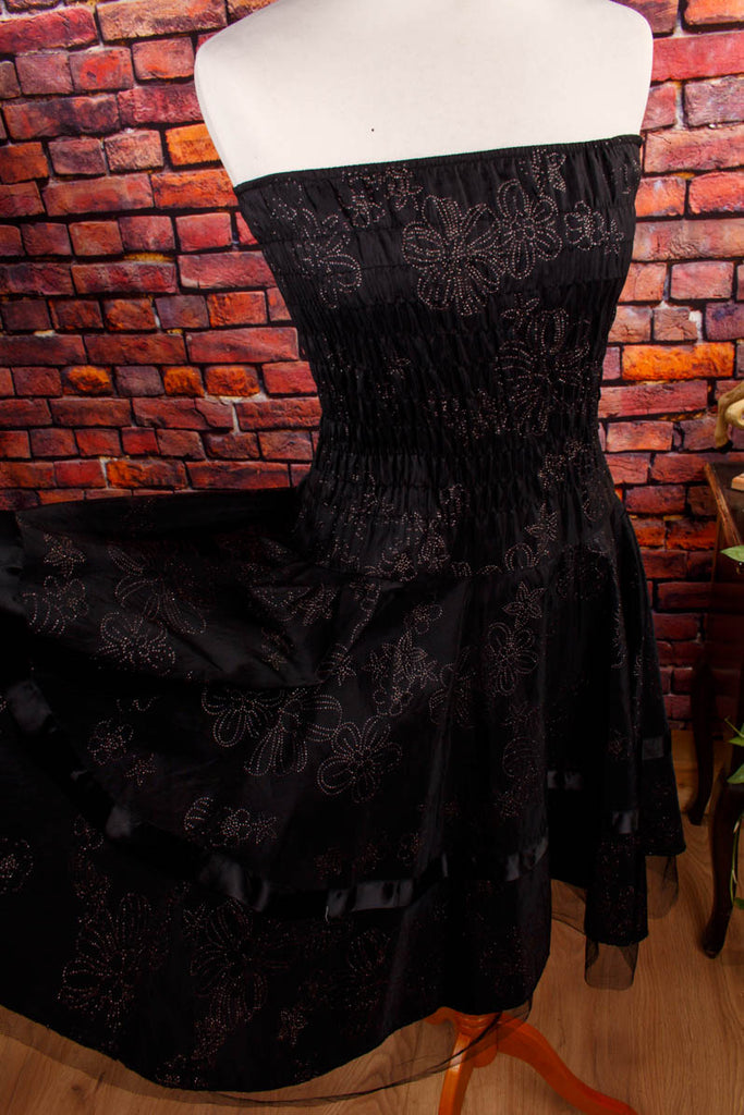 Partykleid schwarz Glitzer Disco Frau Rockabilly S 36-38 schwarz vintageberlin.de
