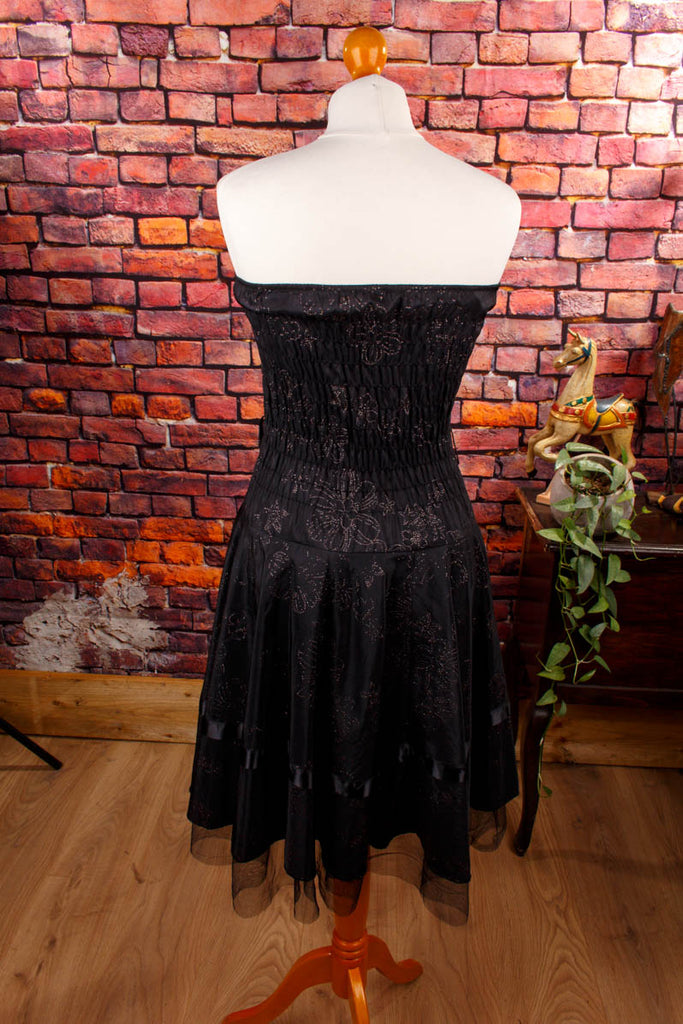 Partykleid schwarz Glitzer Disco Frau Rockabilly S 36-38 schwarz vintageberlin.de