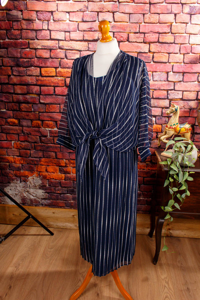 Chiffonkleid blau mit Knoten Default Title 80er 90er blau Frau M 40-42 vintageberlin.de