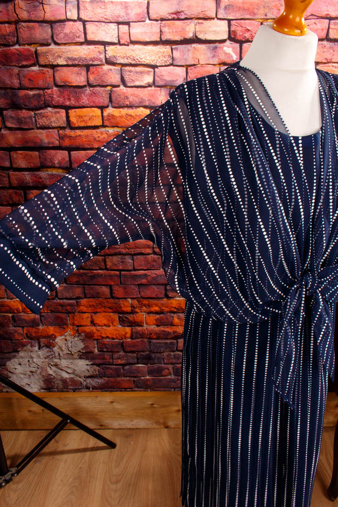 Chiffonkleid blau mit Knoten 80er 90er blau Frau M 40-42 vintageberlin.de