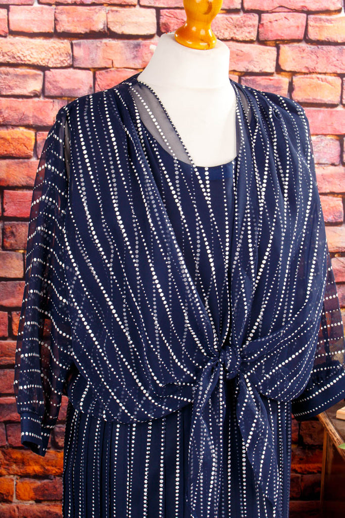 Chiffonkleid blau mit Knoten 80er 90er blau Frau M 40-42 vintageberlin.de