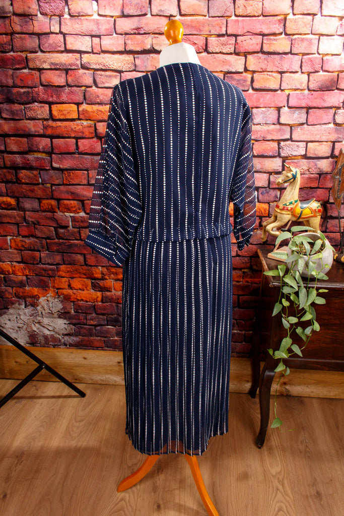 Chiffonkleid blau mit Knoten 80er 90er blau Frau M 40-42 vintageberlin.de