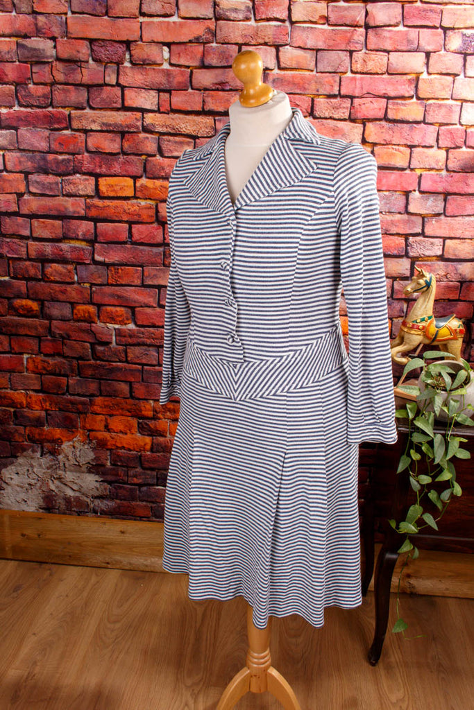 Baumwoll Streifenkleid maritim Default Title 60er blau Boho Disco Frau M 40-42 real-rockabilly Rockabilly Special weiß vintageberlin.de