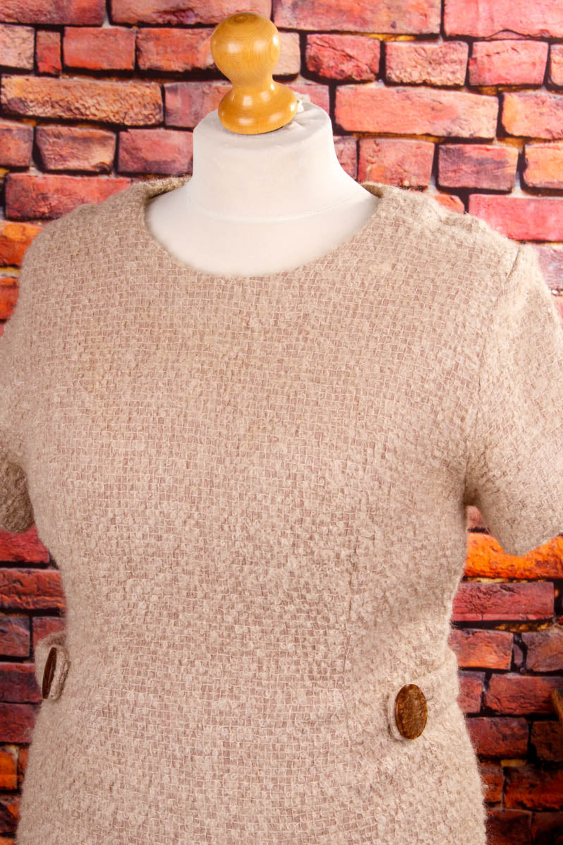 Vintage Wollkleid beige Frottee