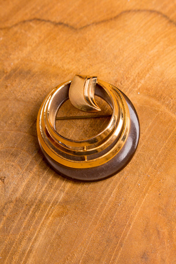 Anstecknadel abstrakt gold Default Title 70er Accessoires Brosche gold vintageberlin.de