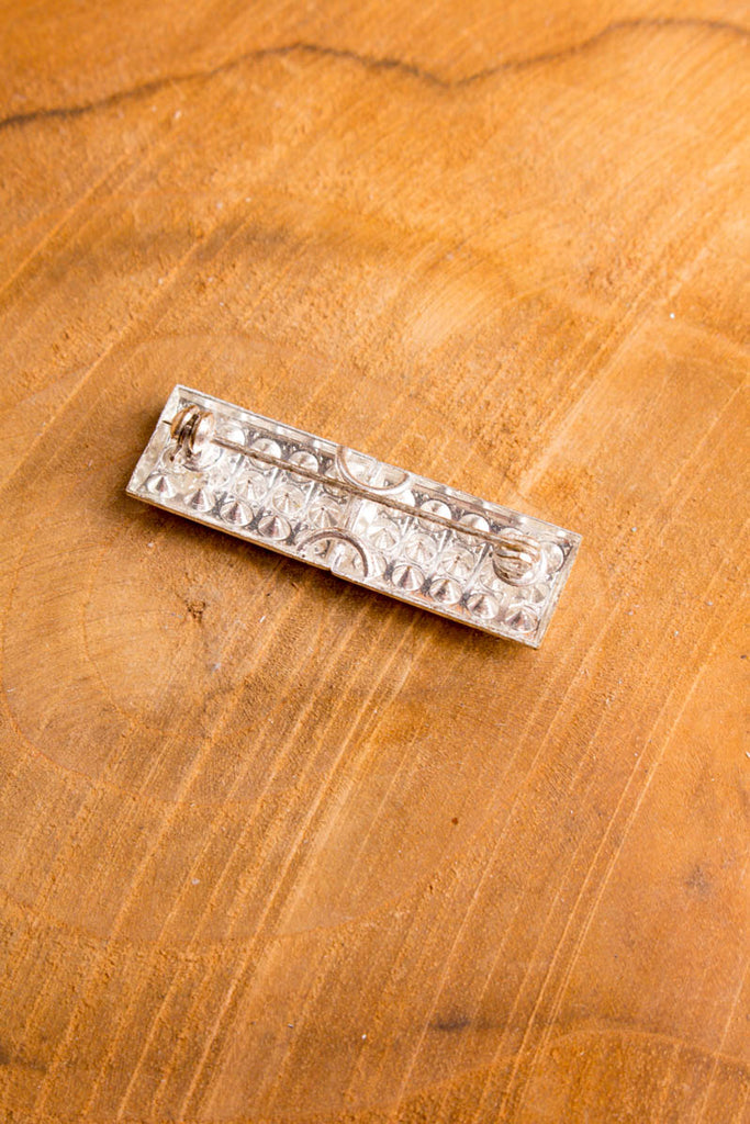 Anstecknadel abstrakt Strass 70er Accessoires Brosche silber vintageberlin.de