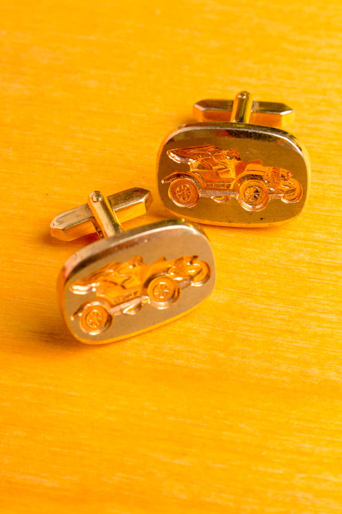 Manschettenknöpfe Oldtimer Cabrio 60er 70er Accessoires Charleston Dandy Flapper&Charleston gold Manschettenknopf Schlager Special vintageberlin.de