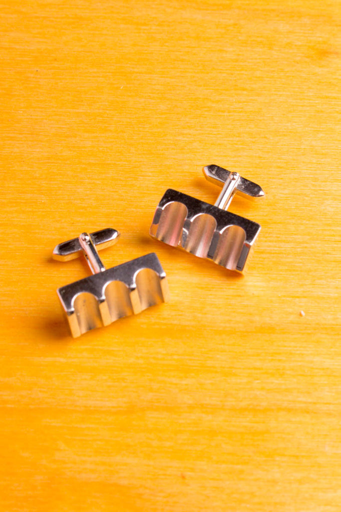 Manschettenknöpfe silber Rillen Default Title 60er 70er Accessoires Dandy Manschettenknopf Schlager silber Special vintageberlin.de