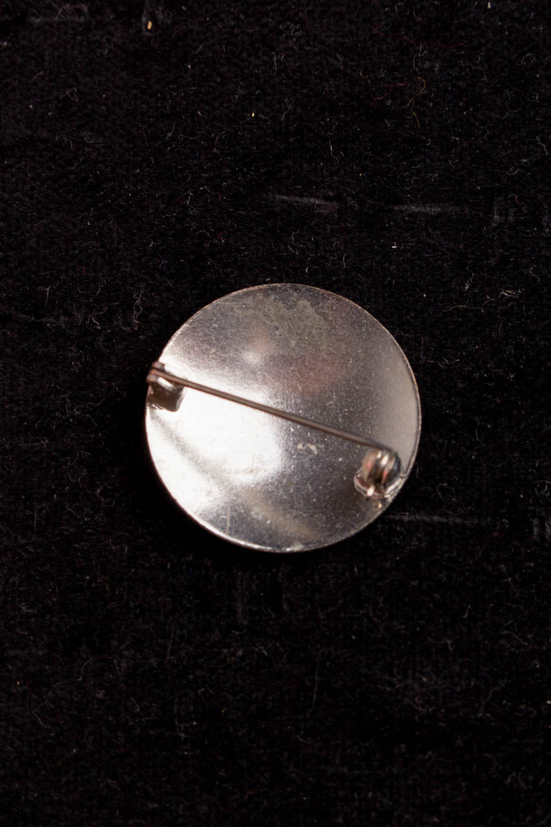 Vintage Brosche rund Mohn Blume