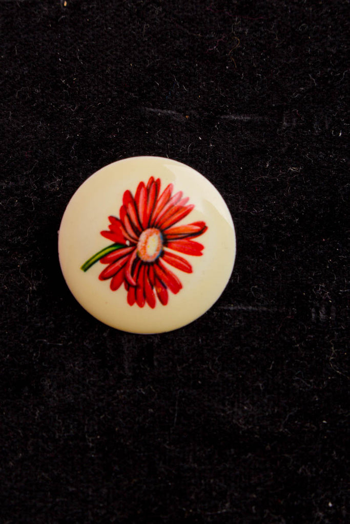 Vintage Brosche rund Gerbera Blume Default Title 60er 70er Accessoires Boho Brosche bunt real-boho Rockabilly vintageberlin.de