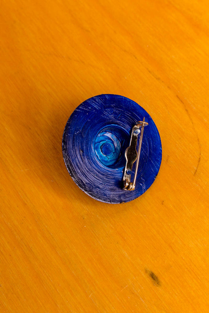 Vintage Brosche blau Sonnenhut 70er 80er Accessoires blau Brosche Rockabilly Sekretärin Special vintageberlin.de