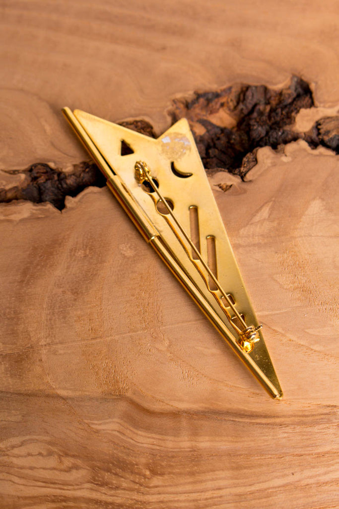 abstrakte Vintage Brosche Pfeil 80er Abendmode Accessoires Brosche Disco gold Unisize vintageberlin.de