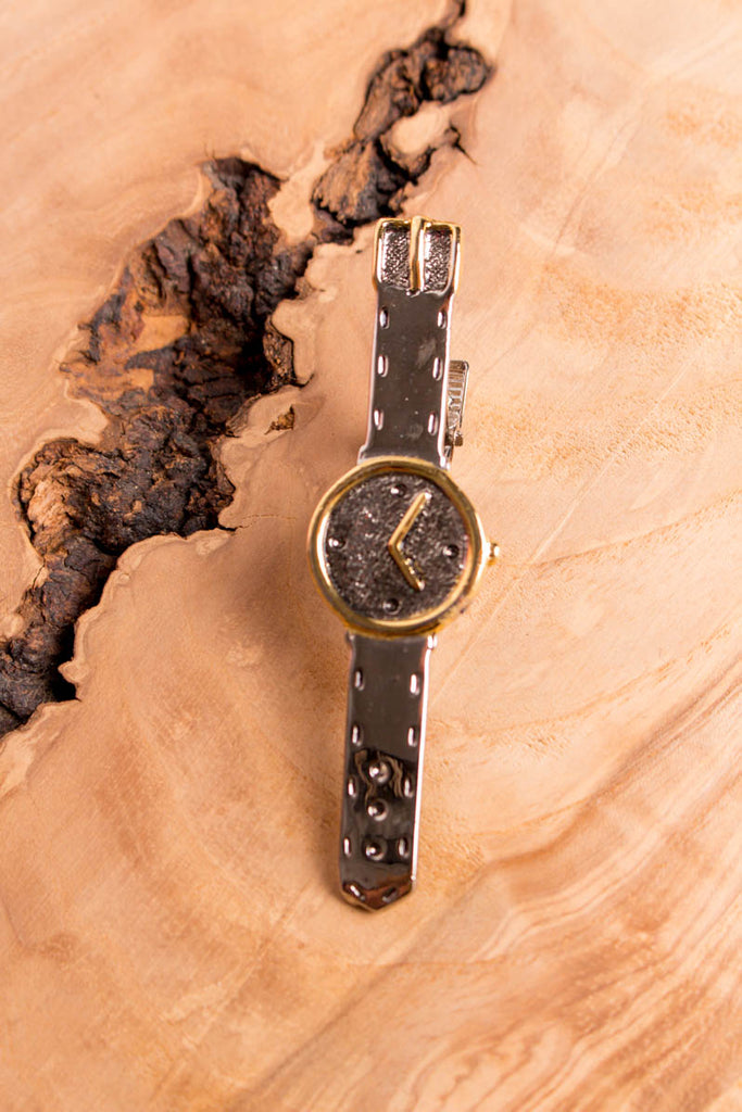 Vintage Krawattenklammer Uhr 17:05 Default Title 80er Accessoires Dandy Krawattennadel Rockabilly silber Special Unisize vintageberlin.de