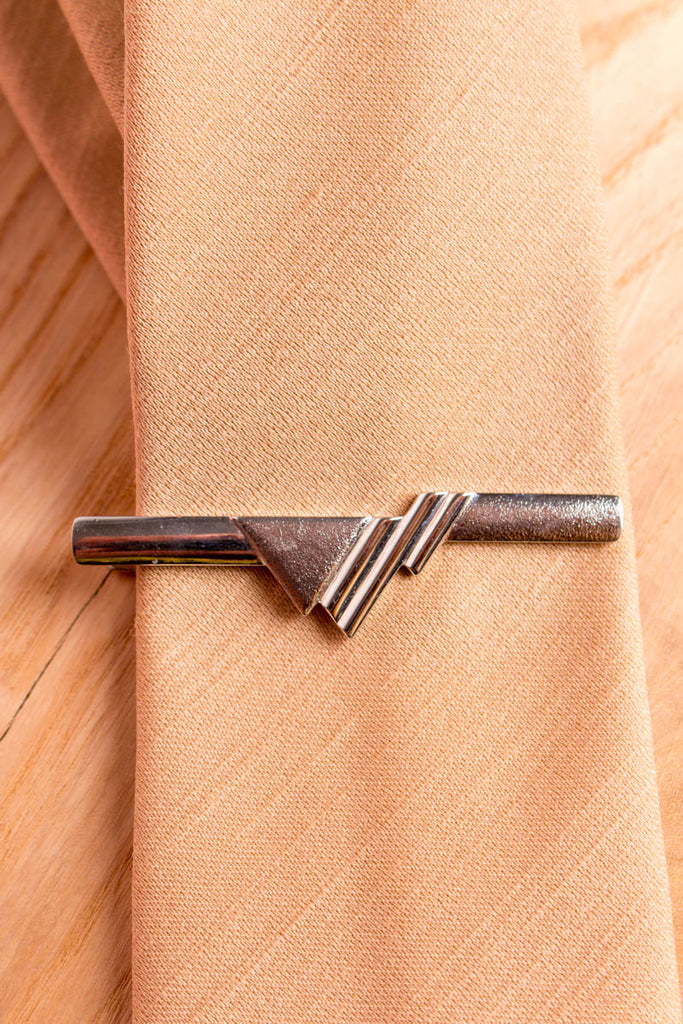 Vintage Krawattenklammer geometrisch 90er Accessoires Dandy Krawattennadel Rockabilly silber Special Unisize vintageberlin.de